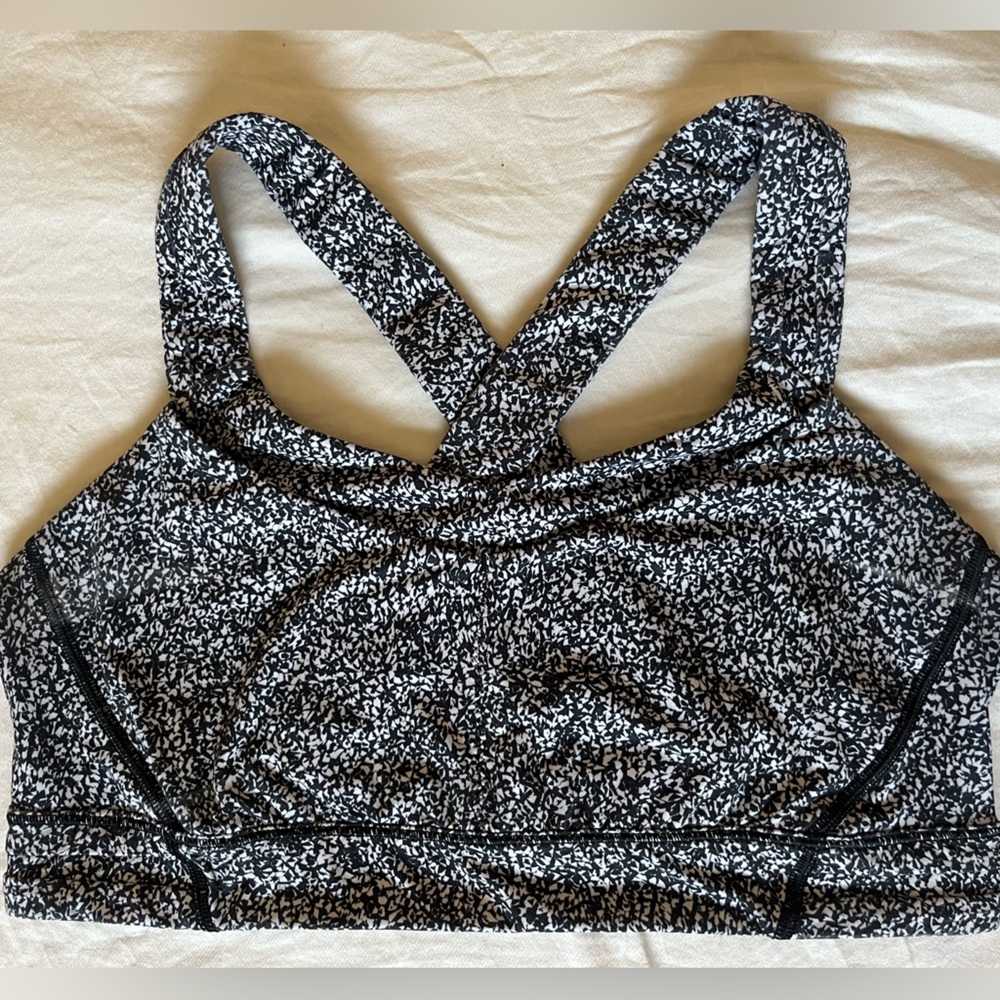Lululemon Athletica Black & White Print  Sports Bra Size L